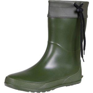Women's Mid Calf Rain Boots Collar Muck Boots Ultra Lightweight Shoes, Green